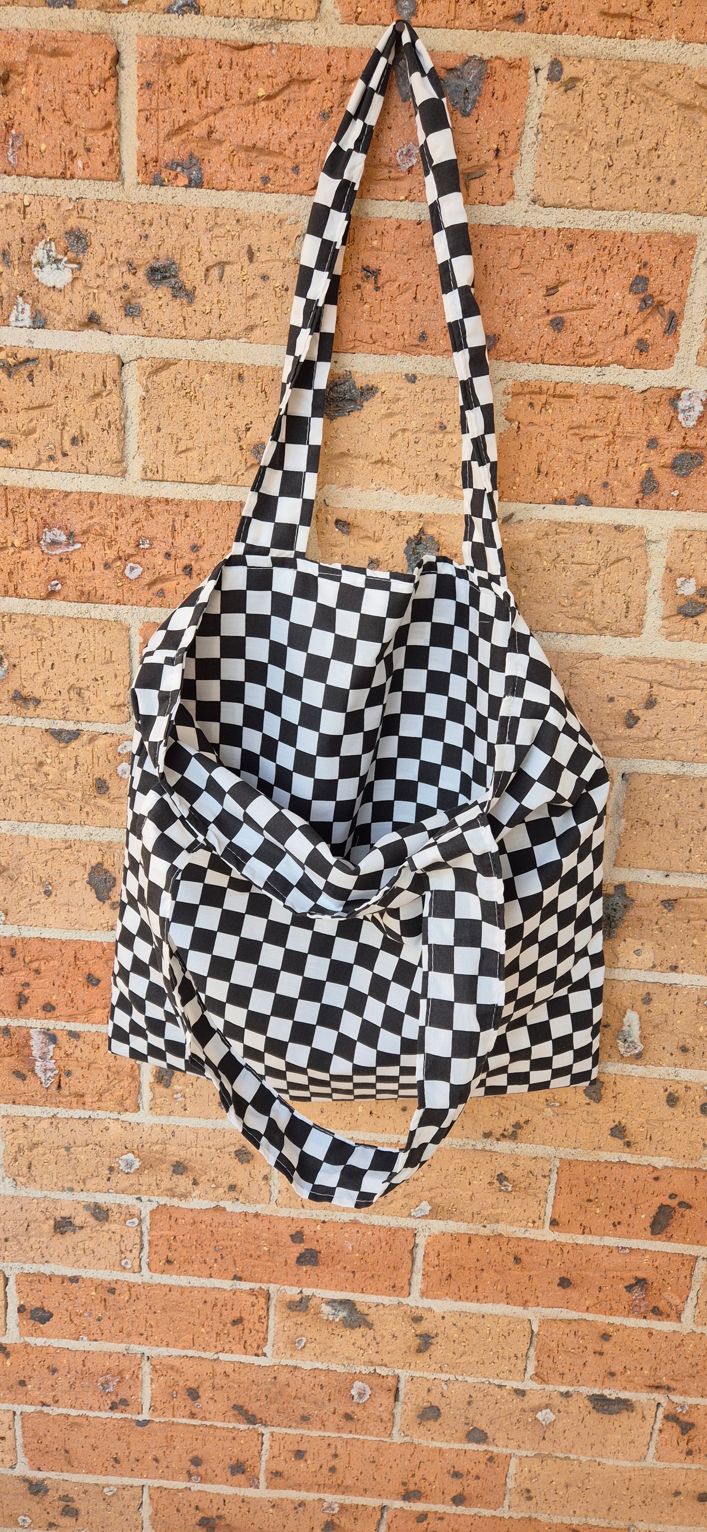 Black and white plaid Tote