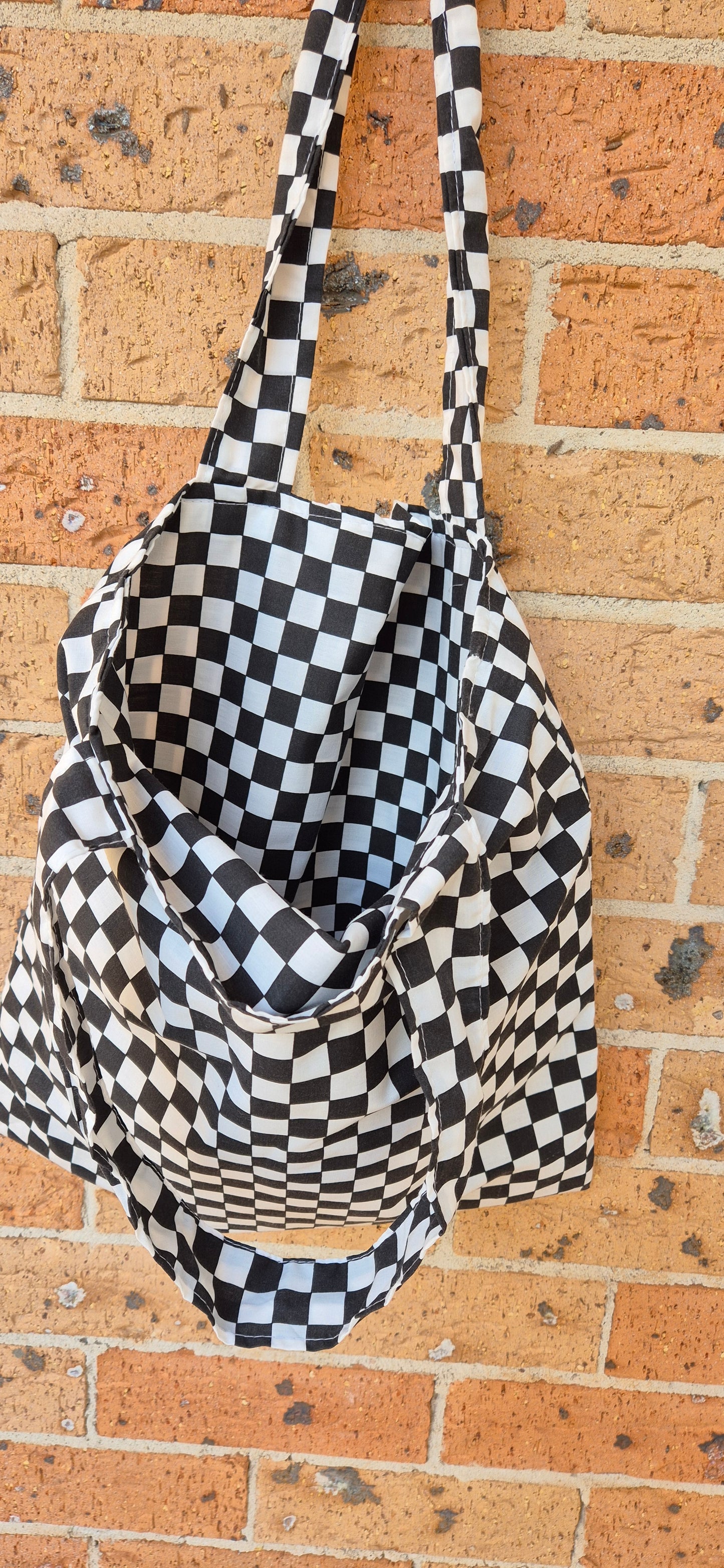 Black and white plaid Tote