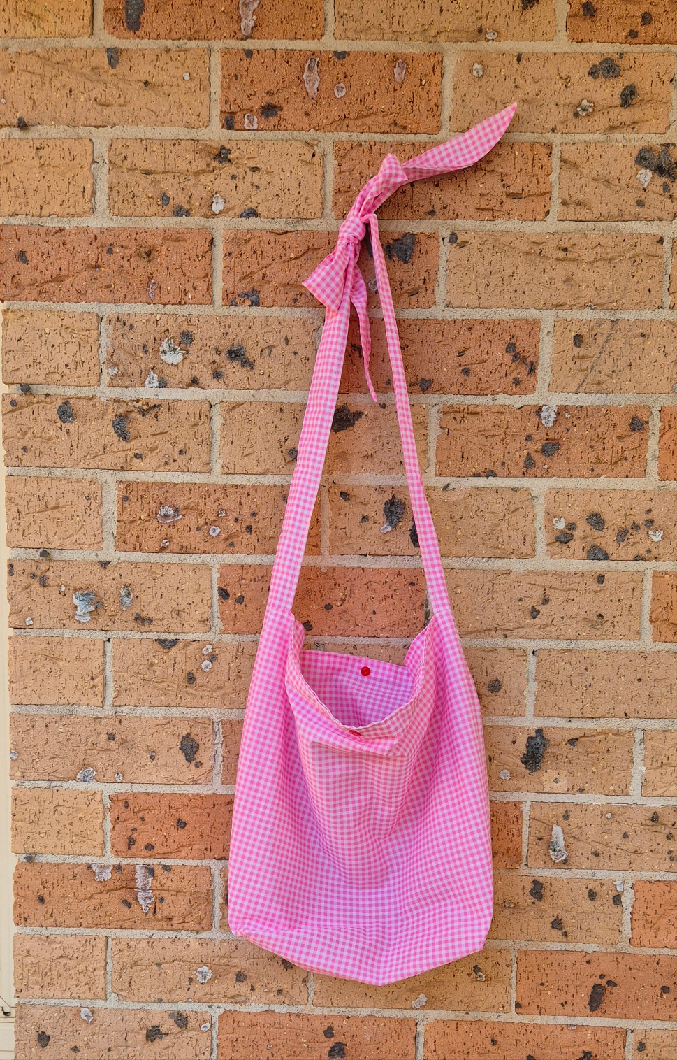 Pink plaid tote