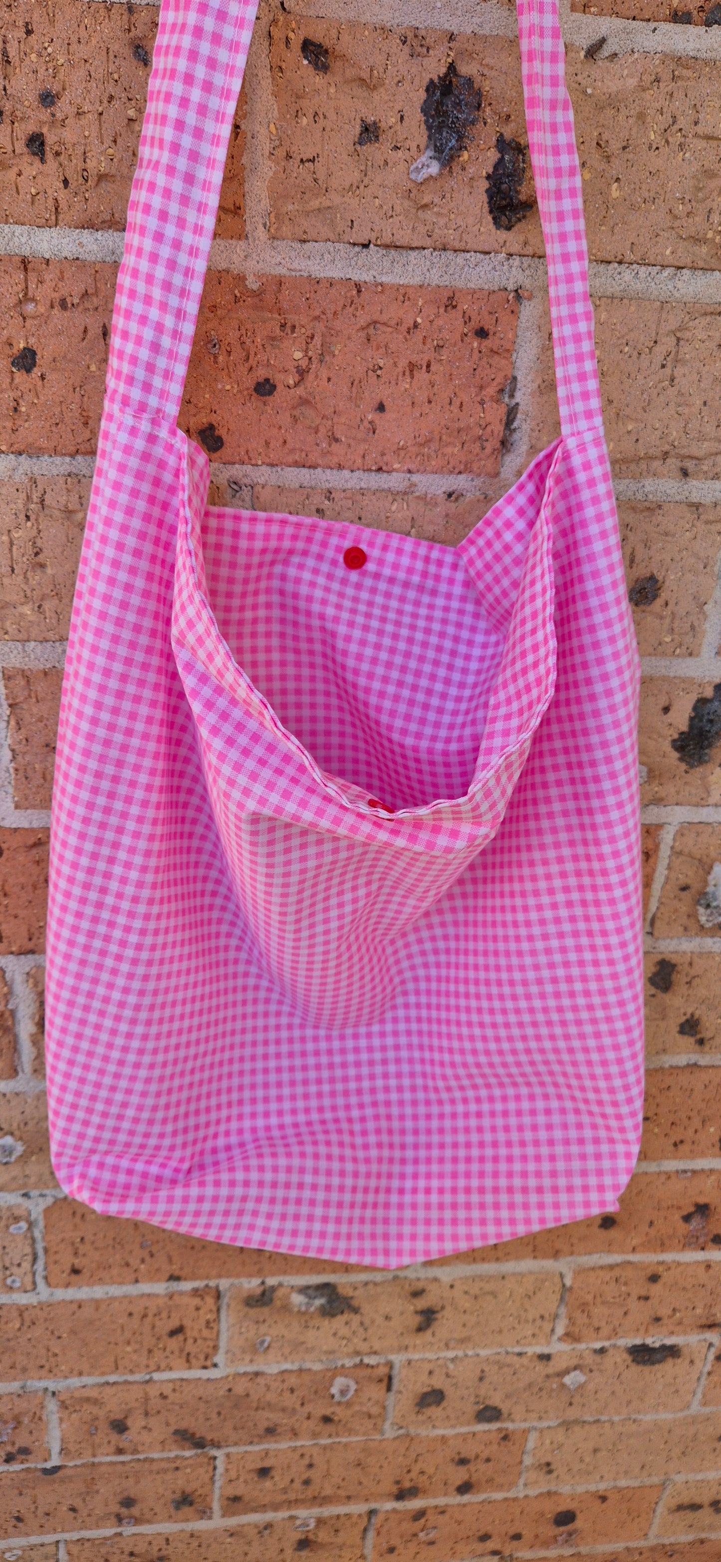 Pink plaid tote